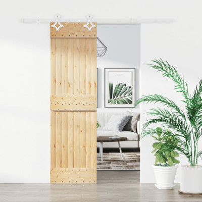 Ușă glisantă cu set de feronerie 70x210 cm, lemn masiv de pin foto