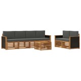 vidaXL Set de canapele de exterior cu pernă 7 pcs Natural și Antracit 3384043