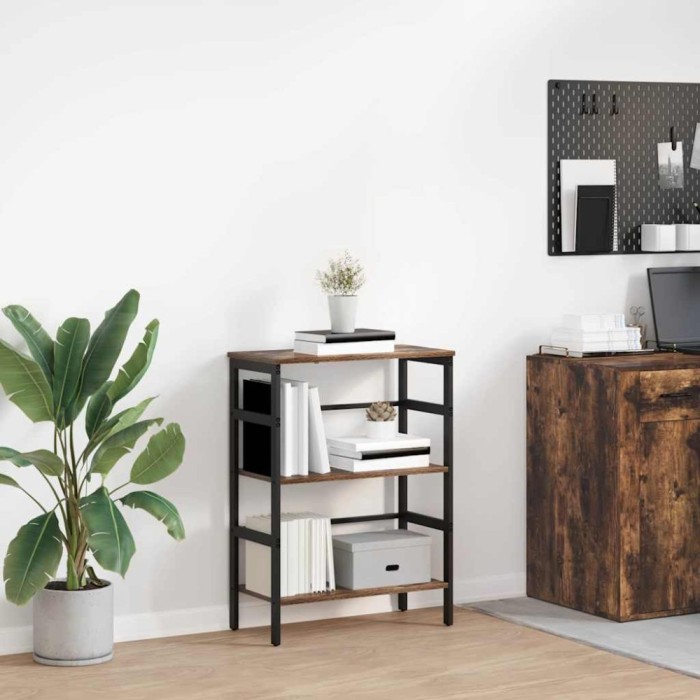 vidaXL Raft pentru cărți Stejar fumuriu 60 x 29,5 x 81 cm 883918