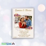 Tablou Personalizat Floral cu Poza, Mesaj si Data pe Panza Canvas, Decoratiune Casa, Cadou Unic