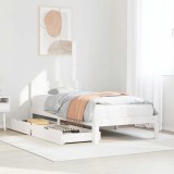 VidaXL Cadru de pat cu sertare, alb, 90x200 cm lemn masiv pin