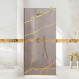 Paravan dus walk-in Aqua Roy Gold, model Marble auriu, sticla 8 mm bronz, securizata, anticalcar, 70x195 cm