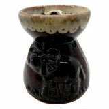 Vas aromaterapie din ceramica cu model elefant - maro inchis, Stonemania Bijou