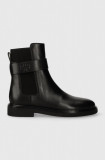 Tory Burch ghete chelsea de piele DOUBLE T CHELSEA BOOT femei, culoarea negru, cu toc plat, 152831-004