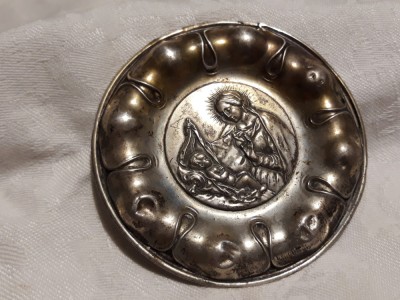 argint MEDALION FECIOARA MARIA cu PRUNCUL ISUS unic OPULENT vechi EXCEPTIONAL foto