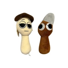 Set 2 jucării de pluș Sprunki: Tunner și Brud, maro-crem, 23cm