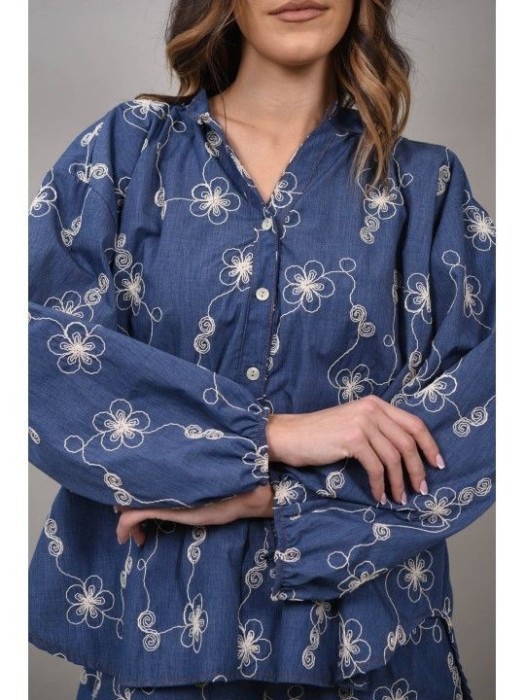 CAMASA CU GULER MAO BRODERIE NAPOLI TALIE UNICA Denim