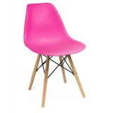 Cumpara ieftin SCAUN STIL SCANDINAV, PLASTIC, LEMN, ROZ, 45X55X79.5 CM, EVA