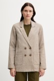 United Colors of Benetton sacou de in culoarea bej, cu doua randuri de nasturi, cu imprimeu, 265XDW035