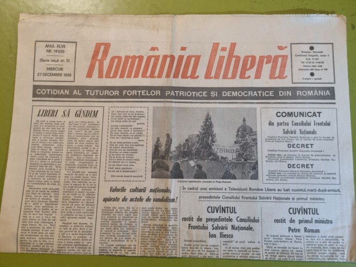 romania libera 27 decembrie 1989-revolutia romana