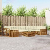 vidaXL Set de canapele de exterior cu pernă 8 pcs Natural și Crem 3373175