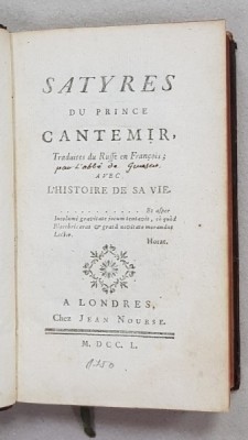 SATYRES DU PRINCE CANTEMIR AVEC L &amp;#039; HISTOIRE DE SA VIE , 1750, COLEGAT * foto