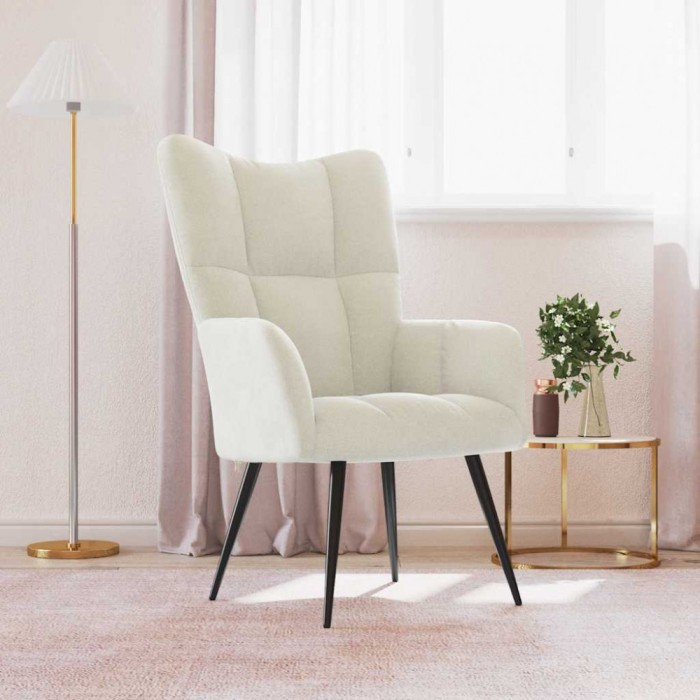 vidaXL Scaun de relaxare, alb crem, catifea 328082
