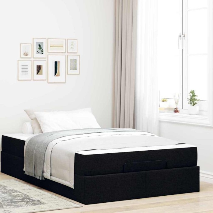 vidaXL Cadru de pat cu saltea Negru 120 x 200 cm țesătură 3399482