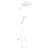 Coloana dus cu baterie si termostat Hansgrohe, Croma Select S, cu bara si suport dus, alb mat