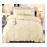 Cumpara ieftin Lenjerie de Pat Finet, Pliuri Brodate, 4 piese, Cream - EAT89