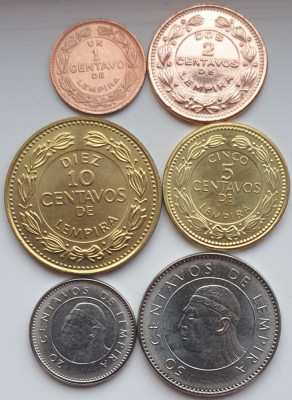 Set 6 monede Honduras 1, 2, 5, 10, 20, 50 Centavos 1956 - 2010 UNC - A023 foto