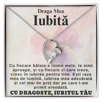 Cadou pentru Iubita Mea, Colier argint, Cutie cadouri + Card cu mesaj incluse foto