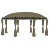 Pavilion gradina vidaXL gri taupe 520x349x255 cm, perdele incluse, otel vopsit electrostatic, poliester 180 g/m&sup2;, protectie UV