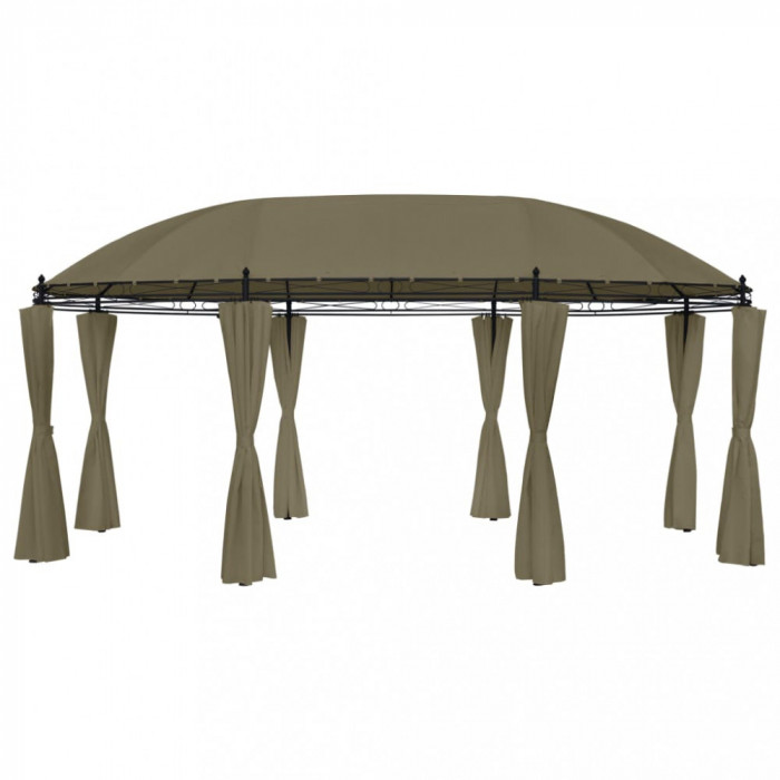 Pavilion cu perdele, gri taupe, 520x349x255 cm, 180 g/m&sup2;