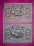 HOPCT BANCNOTA NOTGELD NR 69 RANNARIEDL - SET 2 BUC -10 SI 20 HELLER 1920 -AUSTRIA-UNC