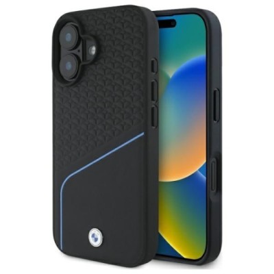 Husa pentru iPhone 16 - BMW Signature Leather MagSafe (BMHMP16S23RDCLK) - Black foto