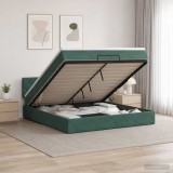 Cumpara ieftin Pat ottoman cu saltea Verde inchis 160 x 200 cm Catifea