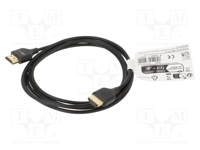 Cablu HDMI Goobay 2m negru, High Speed, HDMI 2.0, HDCP 2.2, 4K, HDR, 3D