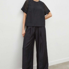 Lovechild pantaloni Mary-Anne femei, culoarea negru, drept, high waist 5494168
