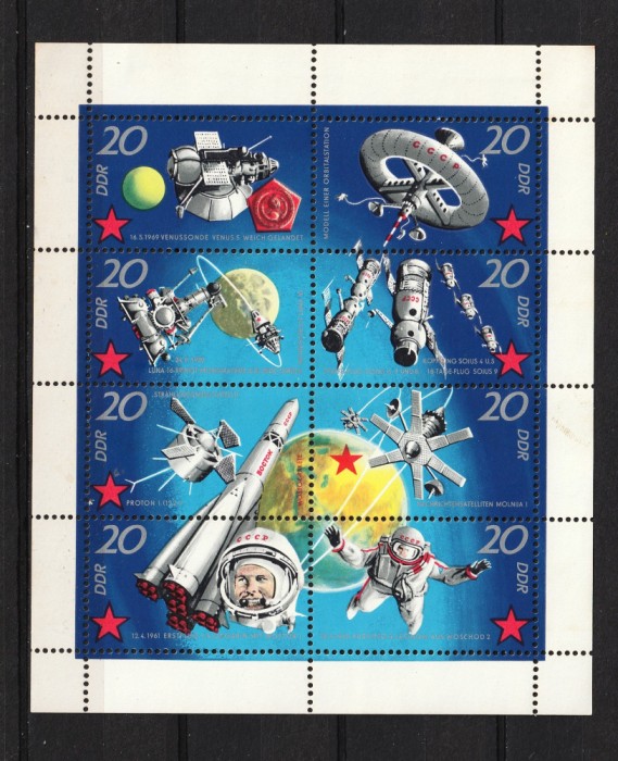 Germania, DDR / RDG, 1971 | 10 ani de zbor uman &icirc;n Cosmos | MNH | aph