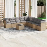 vidaXL Set canapele de grădină cu perne, 10 piese, bej, poliratan
