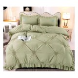 Cumpara ieftin Lenjerie de Pat Finet, Pliuri Brodate, 4 piese, Verde - EAT87