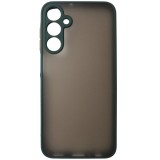Husa spate policarbonat gri semitransparent si TPU verde inchis, butoane portocalii, pentru Samsung Galaxy A25 5G