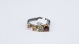 Cumpara ieftin Inel din Argint 925 Patinat E i Aur cu Cristale Multicolore , Organic Meadow Ring