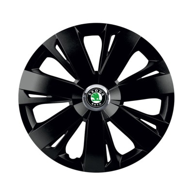 Set 4 capace roti Negre Cu Inel Cromat Energy R15 Compatibil Cu Skoda foto
