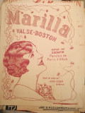 Partitura Marilla valse Boston, musique par S. Serafim interbelic