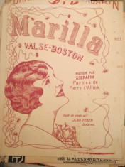 partitura Marilla valse Boston, musique par S. Serafim interbelic foto