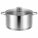 Oala inox Royalty Line 14L cu capac din sticla 38x15 cm