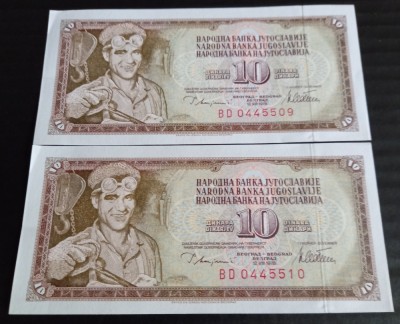 YUGOSLAVIA 10 DINARI / 1978 - CONSECUTIVE. UNC. foto