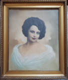 Portretul unei domnisoare cochete// fotografie cu interventii in pastel, 1931