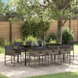 Cumpara ieftin Set de masă pentru grădină cu pernă 9 pcs Gri Rattan poli