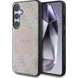 Guess Husa 4G Round Patch Classic Logo MagSafe Samsung Galaxy S25 Plus Roz