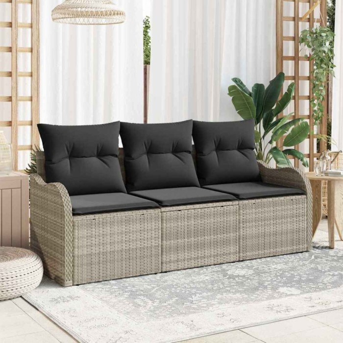 vidaXL Set de canapele pentru grădină 3 pcs Gri deschis Rattan poli 3354231