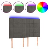Cumpara ieftin Tablie de pat cu LED, gri inchis, 144x5x118/128 cm, catifea