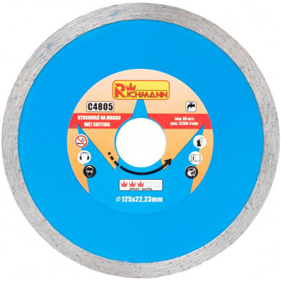 Disc diamantat, placi ceramice, taiere umeda, 125 mm/22.23 mm, Richmann foto