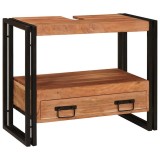 vidaXL Dulap pentru chiuvetă de baie Lemn Solid de Acacia, Fier