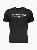 Tricou barbati din bumbac cu croiala Regular fit si imprimeu cu logo negru, North Sails