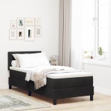 Cumpara ieftin Pat cu arcuri cu perna cu headboard Negru 80 x 200 cm Catifea