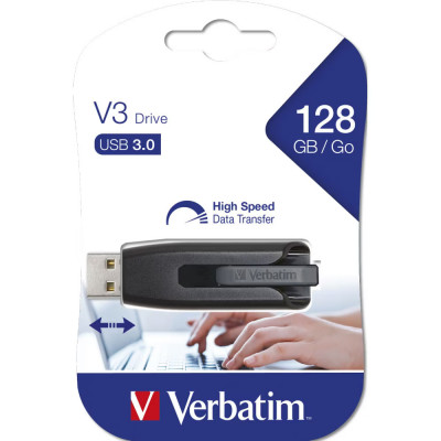 Memorie USB Verbatim Store &amp;#039;n&amp;#039; Go V3, 128GB, USB 3.0, Negru foto