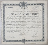Diploma de licenta in Drept 1943 Universitatea din Bucuresti